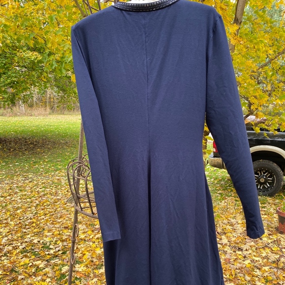 NAVY BLUE RUCHED, STUDDED DRESS - Picture 4 of 5